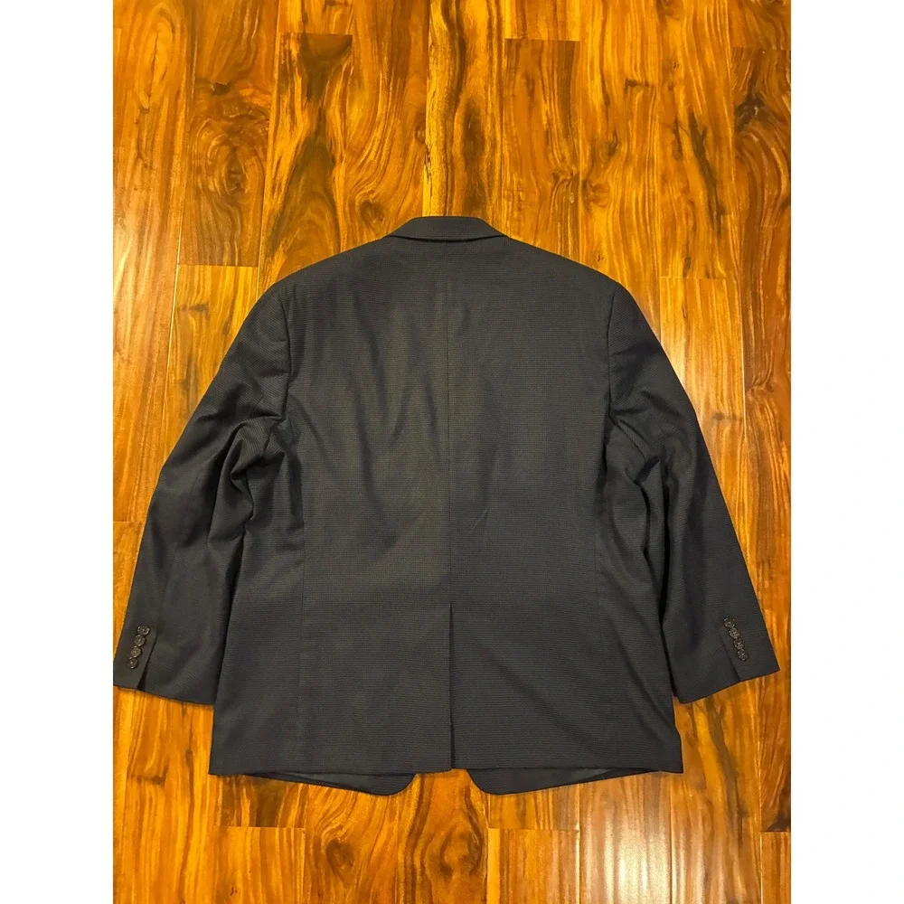 Lauren Ralph Lauren Mens 46R Navy Blue Micro Houndstooth‎ Blazer Jacket Regular